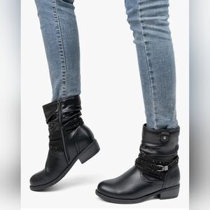 NIB VJH confort sz 9 Women's Mid Calf Boot,Round Toe Low Heel Comfort Slouchy Bo